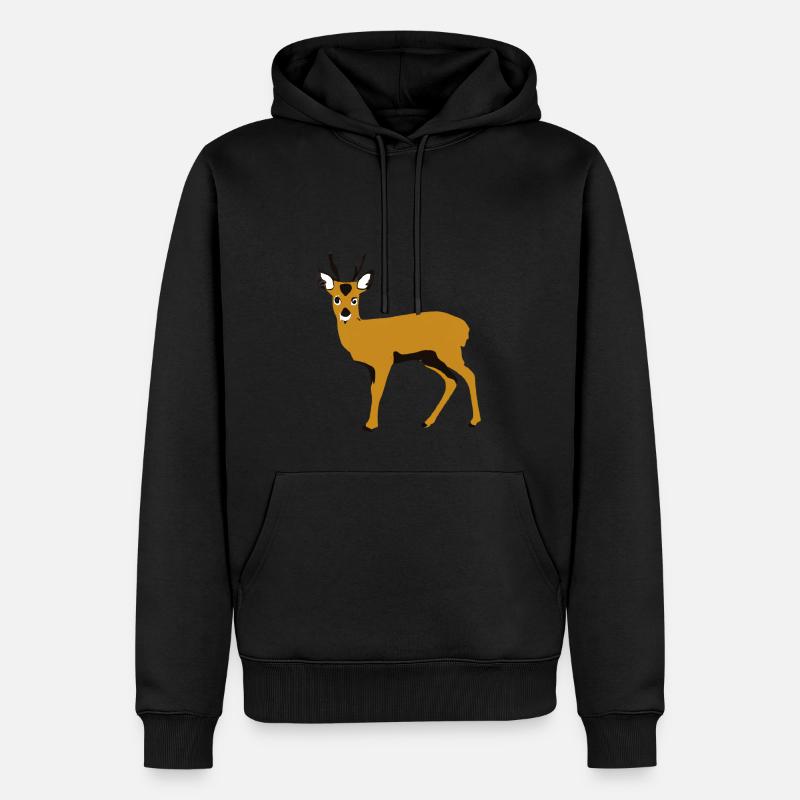 Hirsch Design Cervid - Männer Premium Bio Hoodie - Schwarz