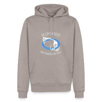 Soyez comme de l’eau qui coule dans le tuyau - Sweat à capuche Premium bio Homme - taupe - Devant - Nico (187cm)