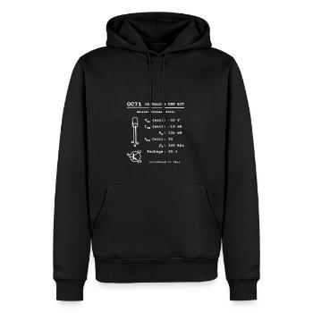 OC71 Vintage Germanium Transistor [white text] - Men’s Premium Organic Hoodie - black - Front - Nico (187cm)