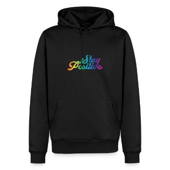 Stay Positive Cooler Spruch - Männer Premium Bio Hoodie - Schwarz - Vorne - Nico (187cm)