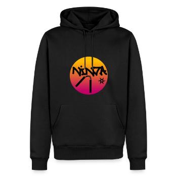 Soleil ninja - Sweat à capuche Premium bio Homme - noir - Devant - Nico (187cm)