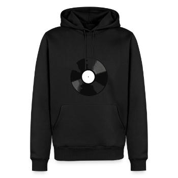 Funky Retro Vinyl record drawing - Men’s Premium Organic Hoodie - black - Front - Nico (187cm)