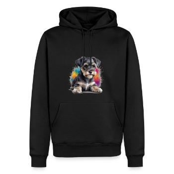 Salz- und Pfefferwelpen-Paradoxon: Zwergschnauzer - Männer Premium Bio Hoodie - Schwarz - Vorne - Nico (187cm)