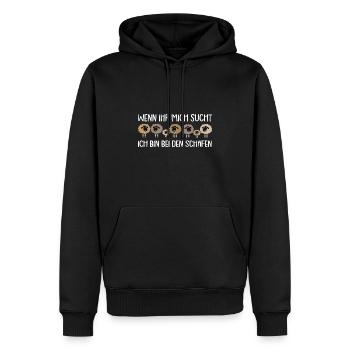 Wenn Ihr mich sucht ich bin bei meinen Schafen - Männer Premium Bio Hoodie - Schwarz - Vorne - Nico (187cm)