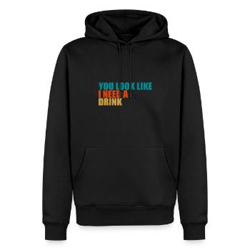 Vintage Drinking Beer Drinker Look Like Drink - Men’s Premium Organic Hoodie - black - Front - Nico (187cm)