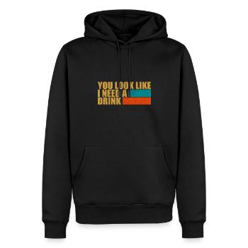 Vintage Drinking Beer Drinker Look Like Drink - Men’s Premium Organic Hoodie - black - Front - Nico (187cm)