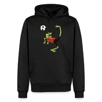 Fussballfrosch - Männer Premium Bio Hoodie - Schwarz - Vorne - Nico (187cm)