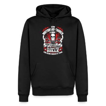 Ein Biker fährt zur Hölle - Männer Premium Bio Hoodie - Schwarz - Vorne - Nico (187cm)