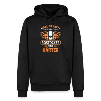 ROSTOCKER - Männer Premium Bio Hoodie - Schwarz - Vorne - Nico (187cm)