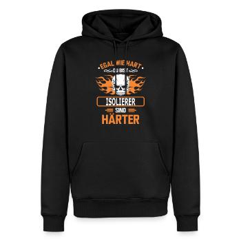 ISOLIERER - Männer Premium Bio Hoodie - Schwarz - Vorne - Nico (187cm)