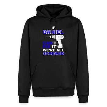 Daniel - Männer Premium Bio Hoodie - Schwarz - Vorne - Nico (187cm)