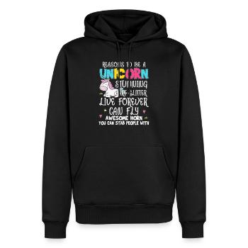 Chemise Licorne · Licorne · Licornes · Paillettes - Sweat à capuche Premium bio Homme - noir - Devant - Nico (187cm)
