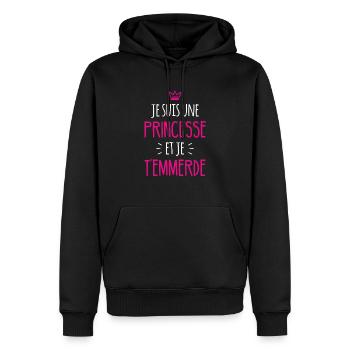 Je suis une princesse - Sweat à capuche Premium bio Homme - noir - Devant - Nico (187cm)