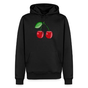 Cherry fruit - Men’s Premium Organic Hoodie - black - Front - Nico (187cm)