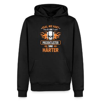 projektleiter - Männer Premium Bio Hoodie - Schwarz - Vorne - Nico (187cm)