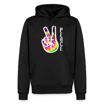 Friedenszeichen Hand - Männer Premium Bio Hoodie - Schwarz - Vorne - Nico (187cm)