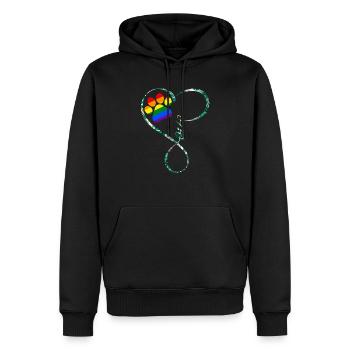 Lgbt Paw Love - Sweat à capuche Premium bio Homme - noir - Devant - Nico (187cm)