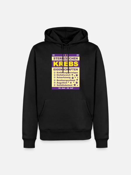 Sternzeichen Krebs - Männer Premium Bio Hoodie - Schwarz