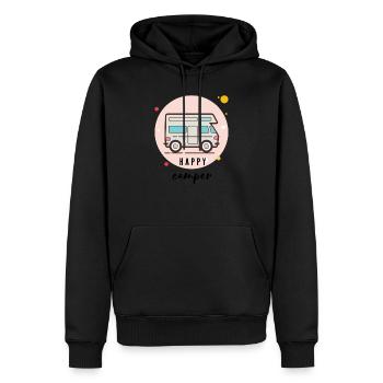 T-shirt camping-car heureux - Van Life- voyage - Sweat à capuche Premium bio Homme - noir - Devant - Nico (187cm)
