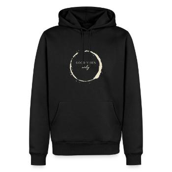 BONS VIBES UNIQUEMENT - Sweat à capuche Premium bio Homme - noir - Devant - Nico (187cm)