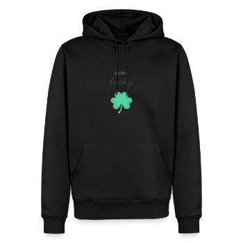 Born Lucky - Sweat à capuche Premium bio Homme - noir - Devant - Nico (187cm)