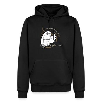 Hibou brun - I work in HR - Sweat à capuche Premium bio Homme - noir - Devant - Nico (187cm)