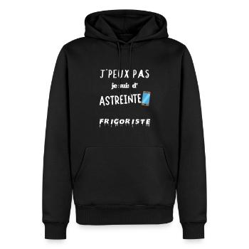 Je peux pas je suis d'astreinte frigoriste - Sweat à capuche Premium bio Homme - noir - Devant - Nico (187cm)