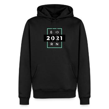 BORN 2021 | Geschenk für die Geburt des Babys 2021 - Männer Premium Bio Hoodie - Schwarz - Vorne - Nico (187cm)