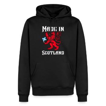 Made in Scotland - Men’s Premium Organic Hoodie - black - Front - Nico (187cm)