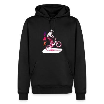 bmx race - Sweat à capuche Premium bio Homme - noir - Devant - Nico (187cm)
