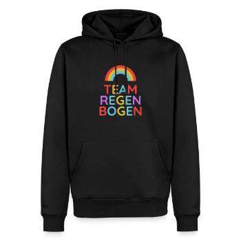 Team Regenbogen! - Männer Premium Bio Hoodie - Schwarz - Vorne - Nico (187cm)