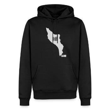 IØ, série Ile d'Oléron - Sweat à capuche Premium bio Homme - noir - Devant - Nico (187cm)
