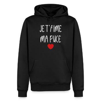 je t'aime ma puce - Sweat à capuche Premium bio Homme - noir - Devant - Nico (187cm)
