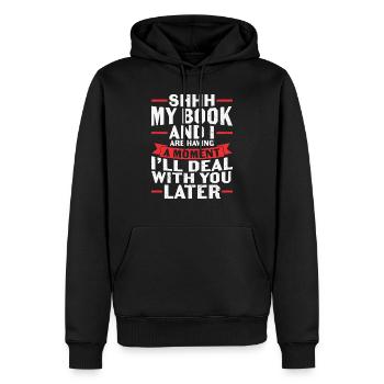 Lustiger Spruch für Leseratten und Buchliebhaber - Männer Premium Bio Hoodie - Schwarz - Vorne - Nico (187cm)