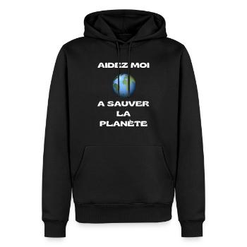 Aidez moi à Sauver la planète - Sweat à capuche Premium bio Homme - noir - Devant - Nico (187cm)