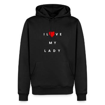 T-Shirts und Gadgets mit Liebesbotschaft :) - Männer Premium Bio Hoodie - Schwarz - Vorne - Nico (187cm)