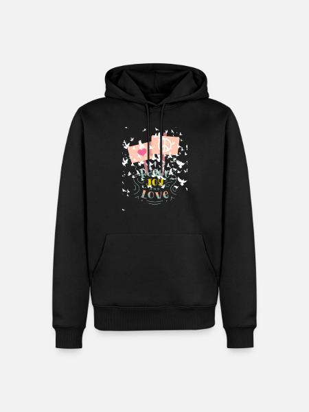 Peace and Love - Men’s Premium Organic Hoodie - black