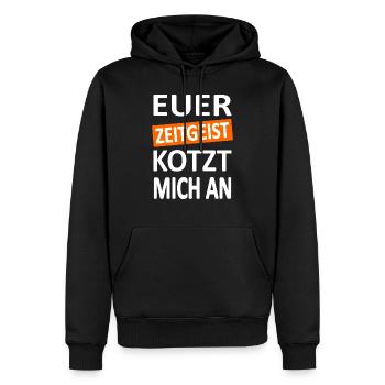 Euer Zeitgeist kotzt mich an -V2-Satire - Männer Premium Bio Hoodie - Schwarz - Vorne - Nico (187cm)