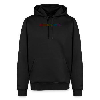 LT thin subtle modern rainbow flag on blackLesbian - Men’s Premium Organic Hoodie - black - Front - Nico (187cm)