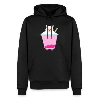 Bubble tea lama - Men’s Premium Organic Hoodie - black - Front - Nico (187cm)