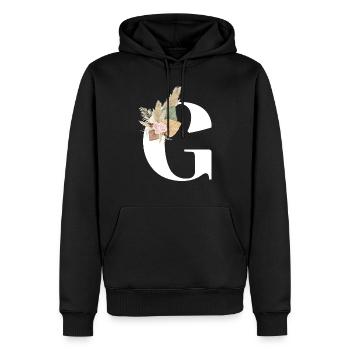 Buchstabe G blumig - Männer Premium Bio Hoodie - Schwarz - Vorne - Nico (187cm)