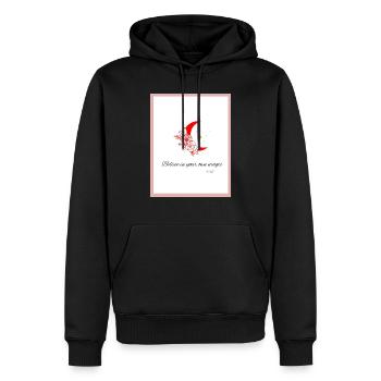 Believe in your own magic logo - Men’s Premium Organic Hoodie - black - Front - Nico (187cm)