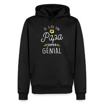 je suis un papa super génial / papa génial - Sweat à capuche Premium bio Homme - noir - Devant - Nico (187cm)