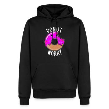 Donut Worry - Süßes Donut Gesicht - Männer Premium Bio Hoodie - Schwarz - Vorne - Nico (187cm)