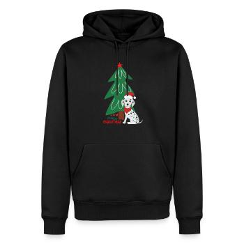 Pfotschafter Christmas - Dog and Christmas tree - Men’s Premium Organic Hoodie - black - Front - Nico (187cm)