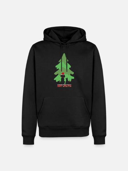 Pfotschafter X-Mas - Hund, Katze, Weihnachtsbaum - Männer Premium Bio Hoodie - Schwarz