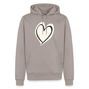 Coeur blanc noir - Sweat à capuche Premium bio Homme - taupe - Devant - Nico (187cm)