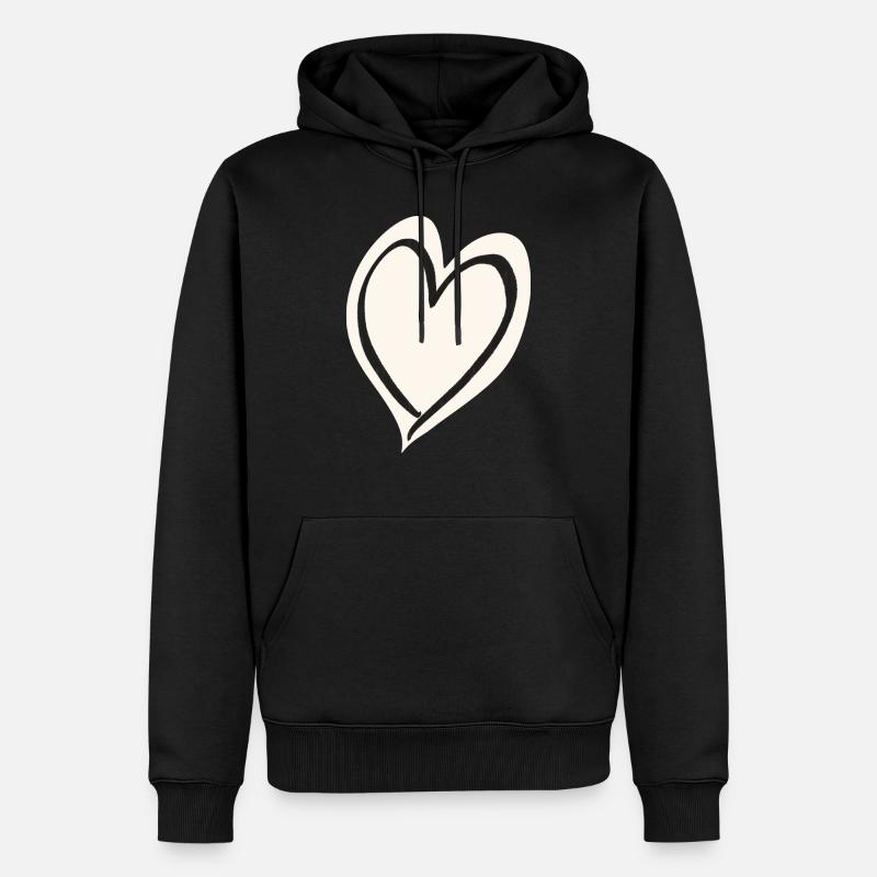 Herz weiß schwarz - Männer Premium Bio Hoodie - Schwarz