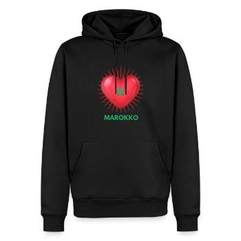 Coupe du Monde au Qatar J’aime le Maroc Marchandises - Sweat à capuche Premium bio Homme - noir - Devant - Nico (187cm)