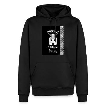 Nom de famille Higgins - Sweat à capuche Premium bio Homme - noir - Devant - Nico (187cm)
